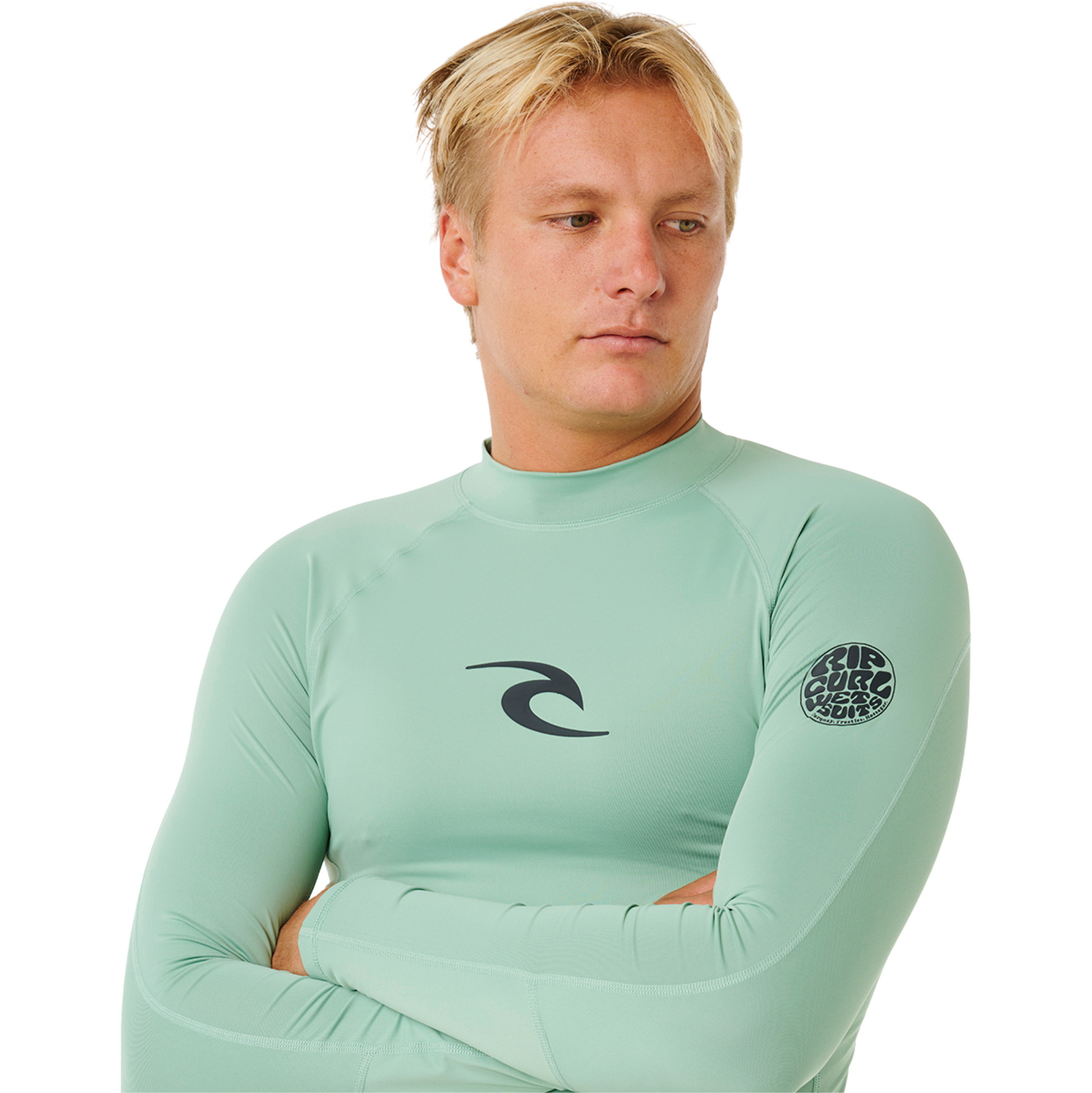 2026 Rip Curl Hombres Waves UPF Performance Camiseta De Lycra De Manga Larga 16FMRV - Aloe